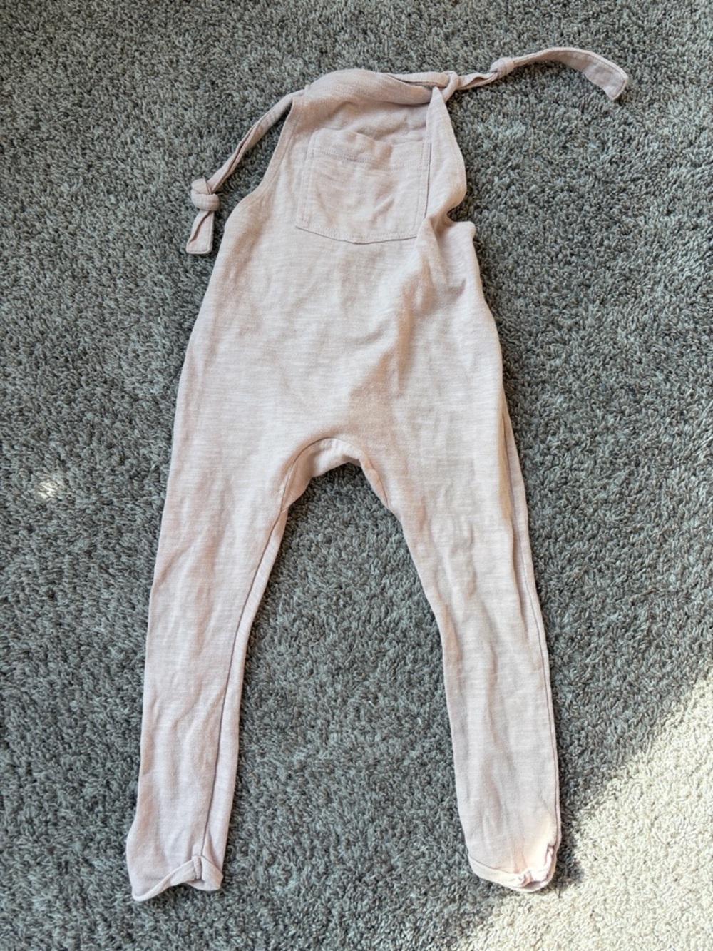 Toddler Pink Knit Overalls with Front Pocket